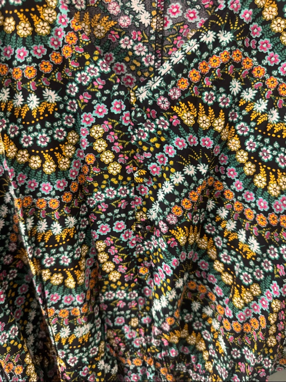 LOFT Floral Wave Print Belted Dress in Black, Pink, Yellow - Picture 4 of 6